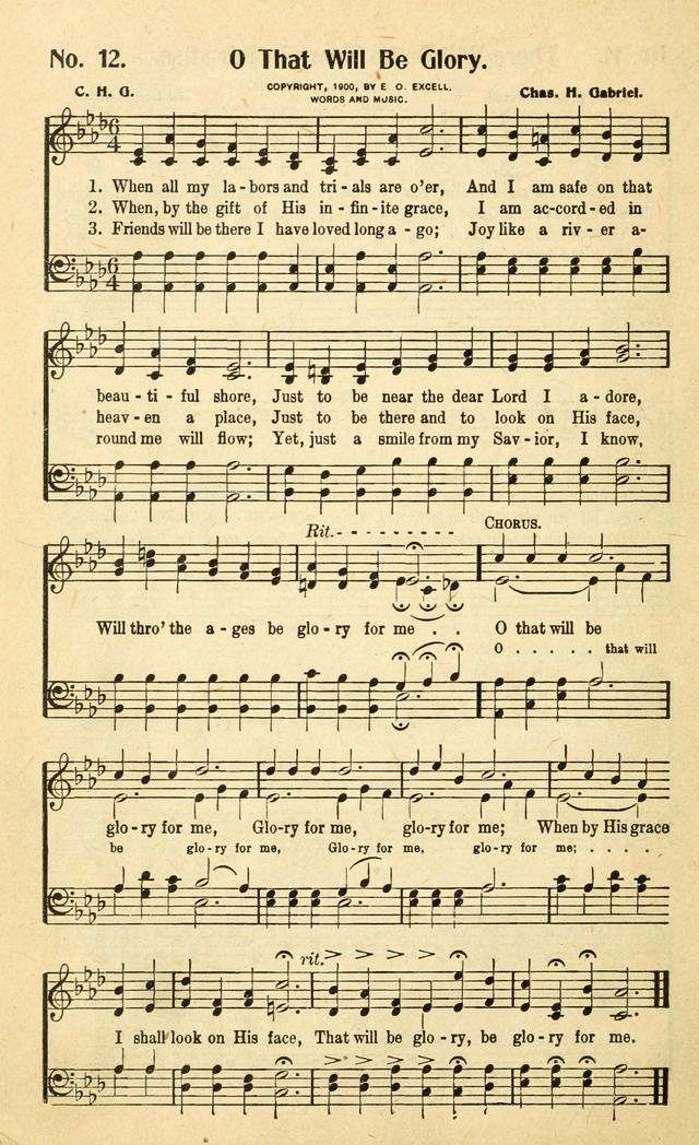 Christian Gospel Hymns: for church, Sunday school, and evangelistic meetings: contains the cream of all the old songs, and the very best of all the new page 12