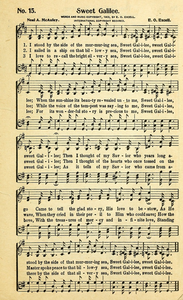 Christian Gospel Hymns: for church, Sunday school, and evangelistic meetings: contains the cream of all the old songs, and the very best of all the new page 15