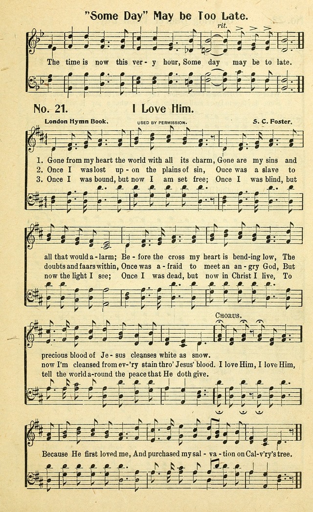 Christian Gospel Hymns: for church, Sunday school, and evangelistic meetings: contains the cream of all the old songs, and the very best of all the new page 21