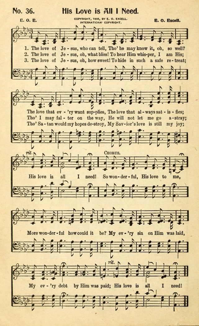 Christian Gospel Hymns: for church, Sunday school, and evangelistic meetings: contains the cream of all the old songs, and the very best of all the new page 36