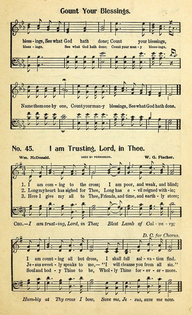 Christian Gospel Hymns: for church, Sunday school, and evangelistic meetings: contains the cream of all the old songs, and the very best of all the new page 45