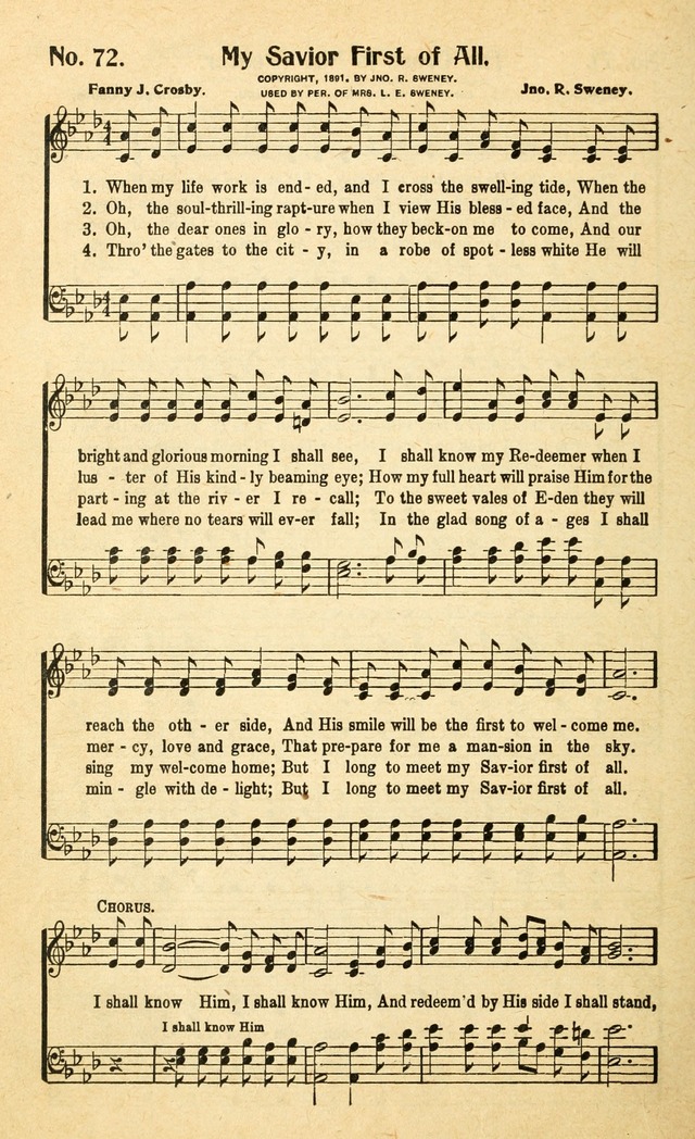 Christian Gospel Hymns: for church, Sunday school, and evangelistic meetings: contains the cream of all the old songs, and the very best of all the new page 72