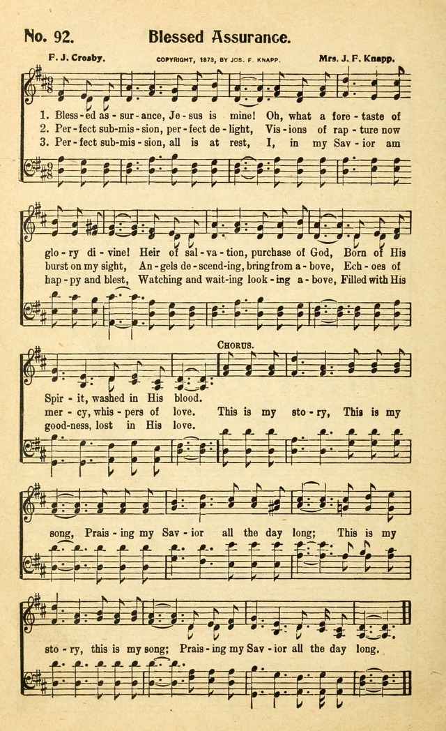 Christian Gospel Hymns: for church, Sunday school, and evangelistic meetings: contains the cream of all the old songs, and the very best of all the new page 92