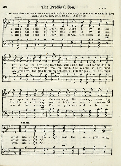 Chapel Gems for Sunday Schools: selected from "Our Song Birds," for 1866, the "Snow bird," the "Robin," the "Red bird" and the "Dove" page 38