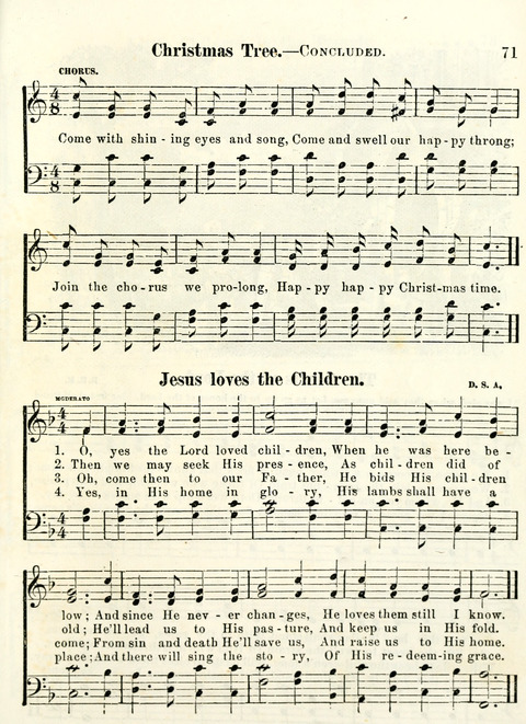 Chapel Gems for Sunday Schools: selected from "Our Song Birds," for 1866, the "Snow bird," the "Robin," the "Red bird" and the "Dove" page 71