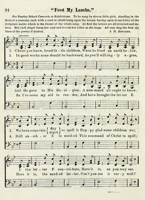 Chapel Gems for Sunday Schools: selected from "Our Song Birds," for 1866, the "Snow bird," the "Robin," the "Red bird" and the "Dove" page 94