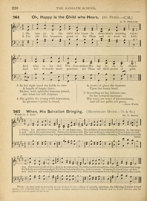 The Canadian Hymnal: a collection of hymns and music for Sunday schools, Epworth leagues, prayer and praise meetings, family circles, etc. (Revised and enlarged) page 220
