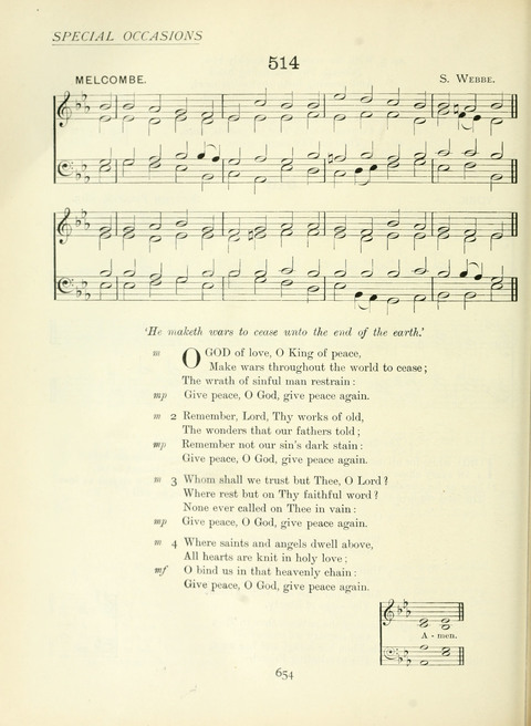 The Church Hymnary page 654