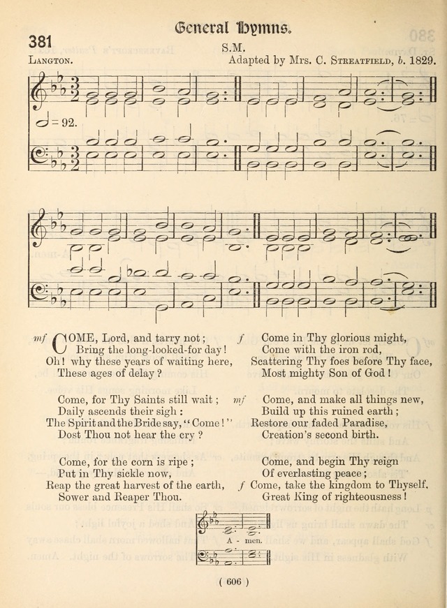 Church Hymns: with tunes (New ed.) page 606