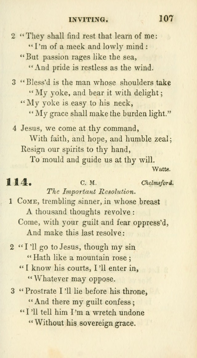 Conference Hymns : adapted to religious conferences, and meetings for prayer, to which is added a selection of the most favorite melodies in common use page 107