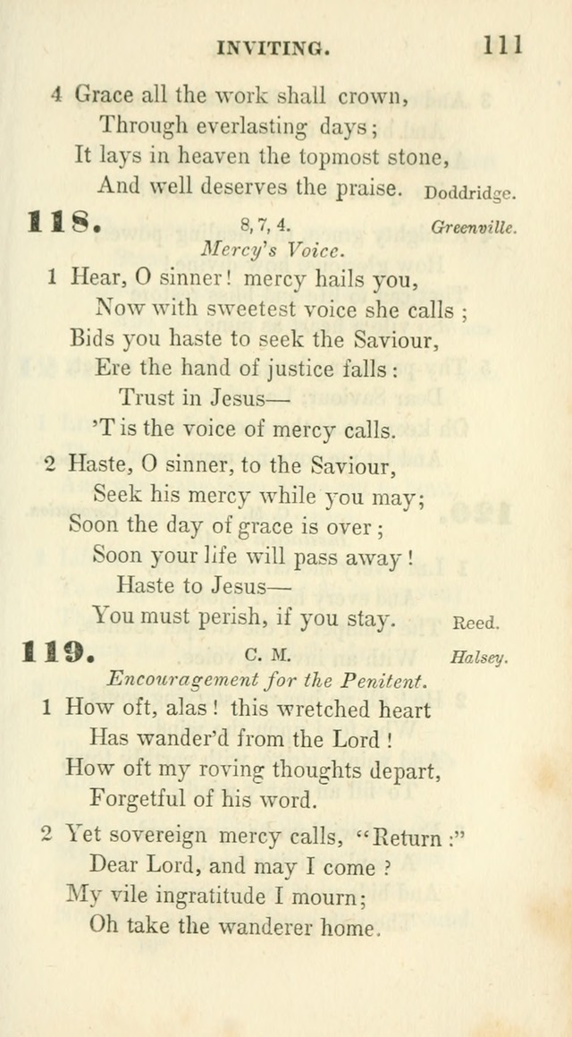 Conference Hymns : adapted to religious conferences, and meetings for prayer, to which is added a selection of the most favorite melodies in common use page 111