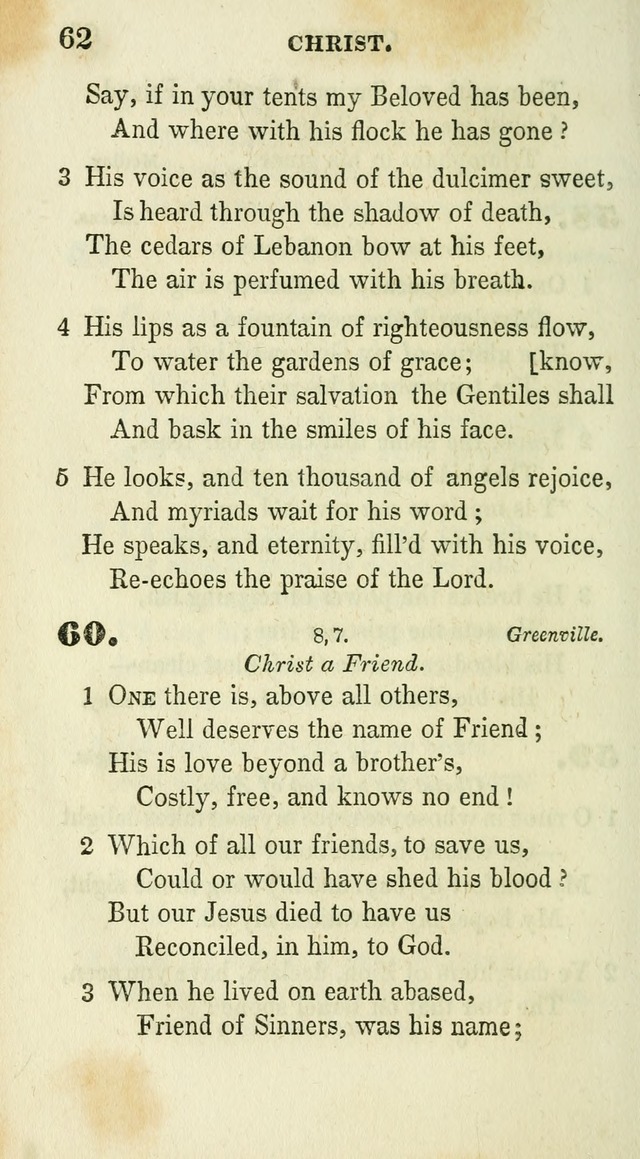 Conference Hymns : adapted to religious conferences, and meetings for prayer, to which is added a selection of the most favorite melodies in common use page 62