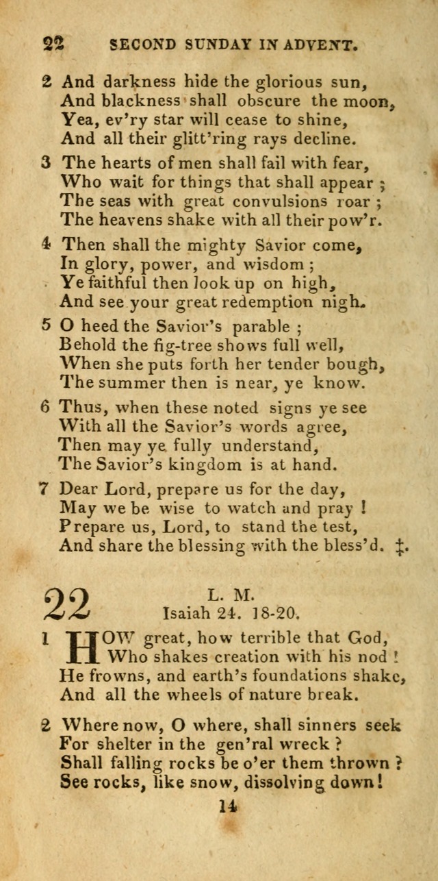 Church Hymn Book; consisting of hymns and psalms, original and selected. adapted to public worship and many other occasions. 2nd ed. page 14