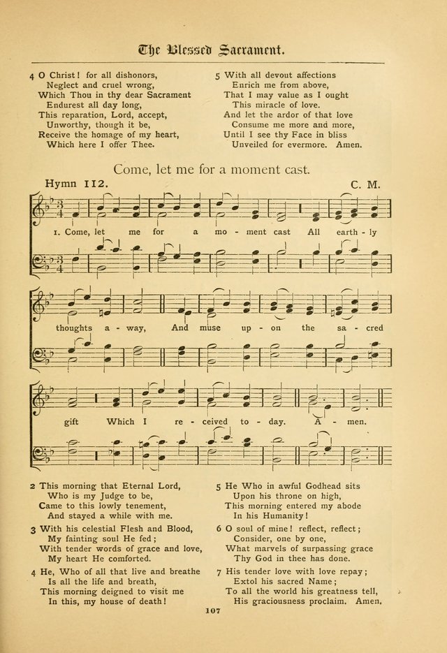 The Catholic Hymnal: containing hymns for congregational and home use, and the vesper psalms, the office of compline, the litanies, hymns at benediction, etc. page 107