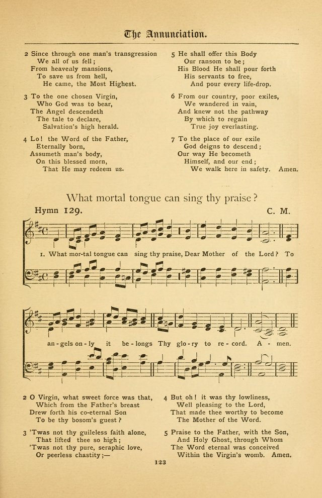 The Catholic Hymnal: containing hymns for congregational and home use, and the vesper psalms, the office of compline, the litanies, hymns at benediction, etc. page 123