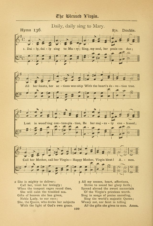 The Catholic Hymnal: containing hymns for congregational and home use, and the vesper psalms, the office of compline, the litanies, hymns at benediction, etc. page 130