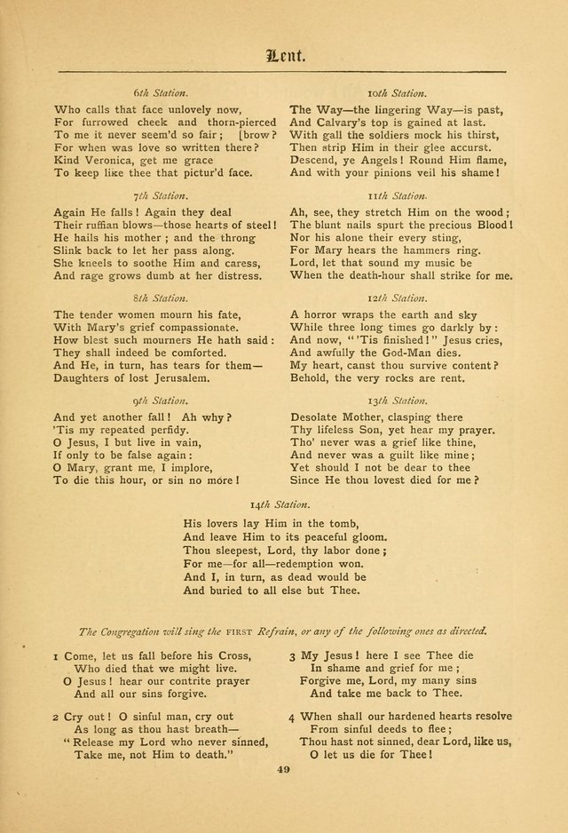 The Catholic Hymnal: containing hymns for congregational and home use, and the vesper psalms, the office of compline, the litanies, hymns at benediction, etc. page 49