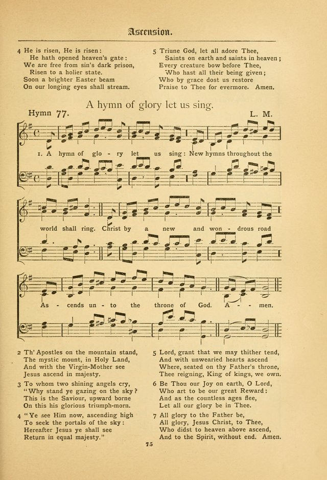 The Catholic Hymnal: containing hymns for congregational and home use, and the vesper psalms, the office of compline, the litanies, hymns at benediction, etc. page 75