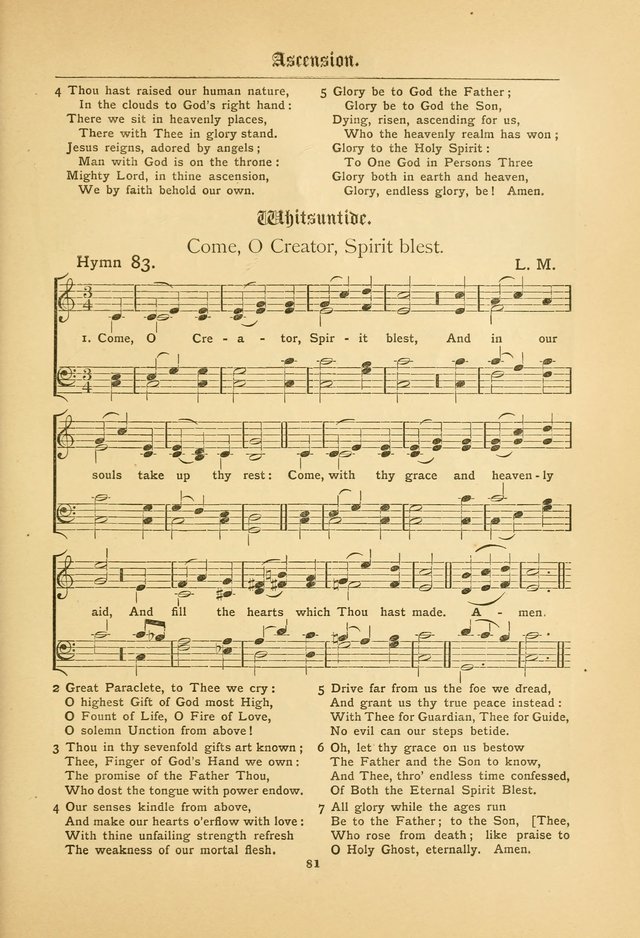 The Catholic Hymnal: containing hymns for congregational and home use, and the vesper psalms, the office of compline, the litanies, hymns at benediction, etc. page 81