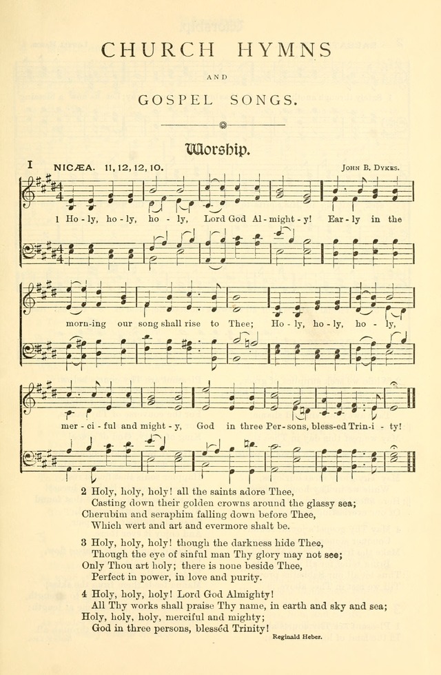 Church Hymns and Gospel Songs: for use in church services, prayer meetings, and other religious services page 1
