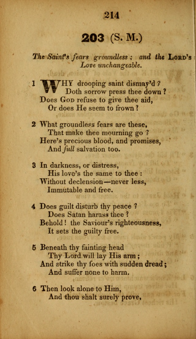 A Collection of Hymns, intended for the use of the citizens of Zion, whose privilege it is to sing the high praises of God, while passing through the wilderness, to their glorious inheritance above. page 214