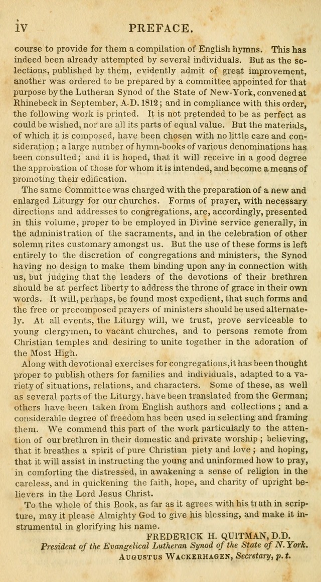 A Collection of Hymns and a Liturgy: for the use of Evangelical Lutheran Churches, to which are added prayers for families and individuals (New and Enl. Stereotype Ed.) page xii