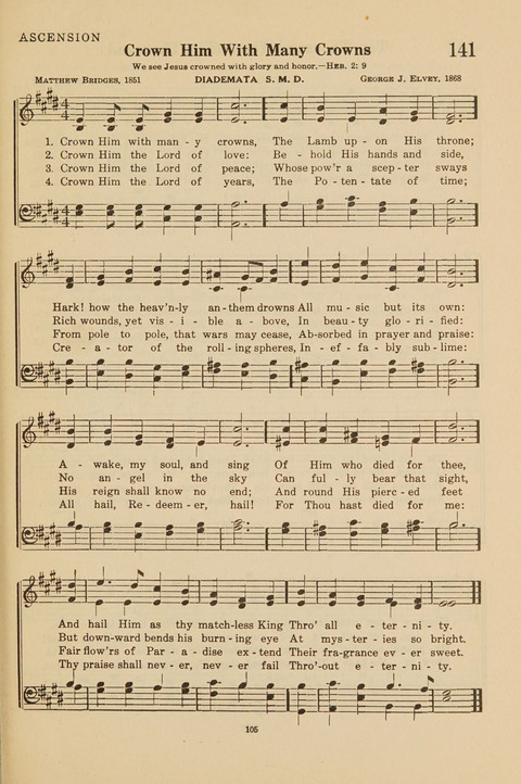 Church Hymnal, Mennonite: a collection of hymns and sacred songs suitable for use in public worship, worship in the home, and all general occasions (1st ed. ) [with Deutscher Anhang] page 105