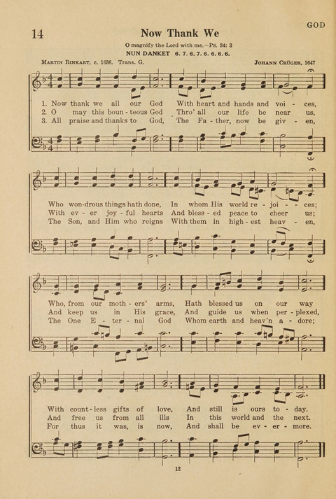 Church Hymnal, Mennonite: a collection of hymns and sacred songs suitable for use in public worship, worship in the home, and all general occasions (1st ed. ) [with Deutscher Anhang] page 12
