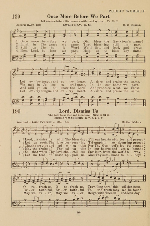 Church Hymnal, Mennonite: a collection of hymns and sacred songs suitable for use in public worship, worship in the home, and all general occasions (1st ed. ) [with Deutscher Anhang] page 140