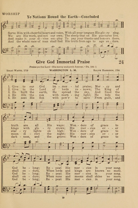 Church Hymnal, Mennonite: a collection of hymns and sacred songs suitable for use in public worship, worship in the home, and all general occasions (1st ed. ) [with Deutscher Anhang] page 19