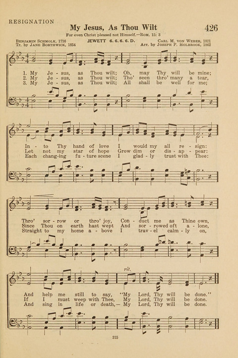 Church Hymnal, Mennonite: a collection of hymns and sacred songs suitable for use in public worship, worship in the home, and all general occasions (1st ed. ) [with Deutscher Anhang] page 315