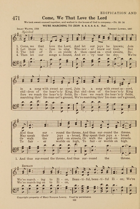 Church Hymnal, Mennonite: a collection of hymns and sacred songs suitable for use in public worship, worship in the home, and all general occasions (1st ed. ) [with Deutscher Anhang] page 352