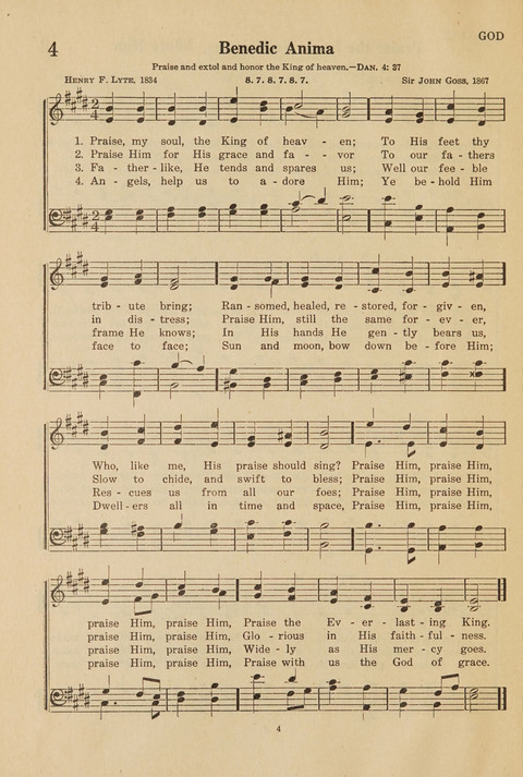 Church Hymnal, Mennonite: a collection of hymns and sacred songs suitable for use in public worship, worship in the home, and all general occasions (1st ed. ) [with Deutscher Anhang] page 4