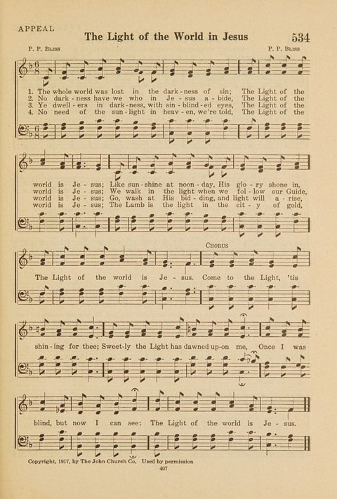 Church Hymnal, Mennonite: a collection of hymns and sacred songs suitable for use in public worship, worship in the home, and all general occasions (1st ed. ) [with Deutscher Anhang] page 407