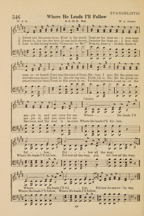 Church Hymnal, Mennonite: a collection of hymns and sacred songs suitable for use in public worship, worship in the home, and all general occasions (1st ed. ) [with Deutscher Anhang] page 418
