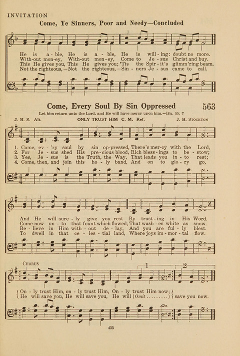 Church Hymnal, Mennonite: a collection of hymns and sacred songs suitable for use in public worship, worship in the home, and all general occasions (1st ed. ) [with Deutscher Anhang] page 433
