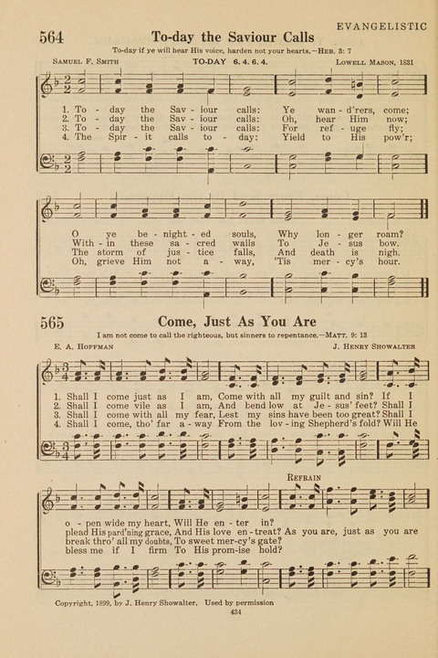 Church Hymnal, Mennonite: a collection of hymns and sacred songs suitable for use in public worship, worship in the home, and all general occasions (1st ed. ) [with Deutscher Anhang] page 434