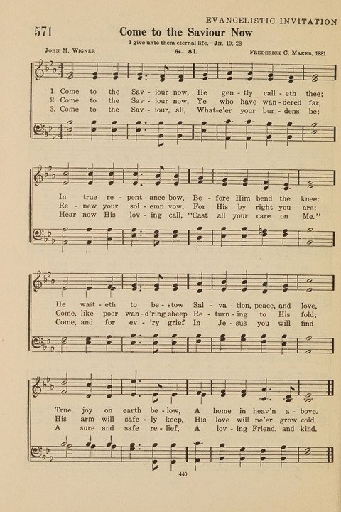 Church Hymnal, Mennonite: a collection of hymns and sacred songs suitable for use in public worship, worship in the home, and all general occasions (1st ed. ) [with Deutscher Anhang] page 440