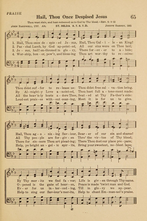 Church Hymnal, Mennonite: a collection of hymns and sacred songs suitable for use in public worship, worship in the home, and all general occasions (1st ed. ) [with Deutscher Anhang] page 47