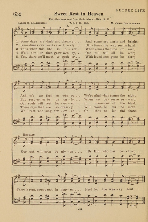 Church Hymnal, Mennonite: a collection of hymns and sacred songs suitable for use in public worship, worship in the home, and all general occasions (1st ed. ) [with Deutscher Anhang] page 484