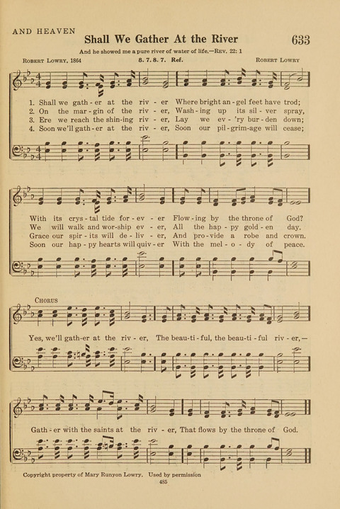 Church Hymnal, Mennonite: a collection of hymns and sacred songs suitable for use in public worship, worship in the home, and all general occasions (1st ed. ) [with Deutscher Anhang] page 485