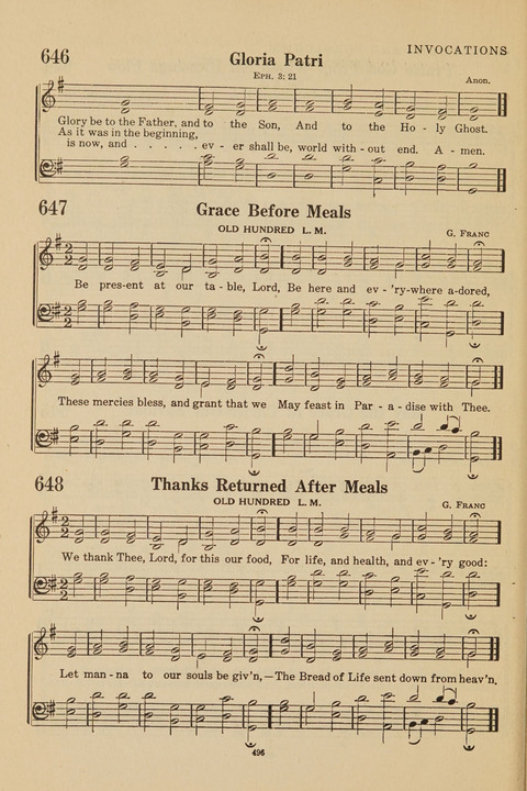 Church Hymnal, Mennonite: a collection of hymns and sacred songs suitable for use in public worship, worship in the home, and all general occasions (1st ed. ) [with Deutscher Anhang] page 496