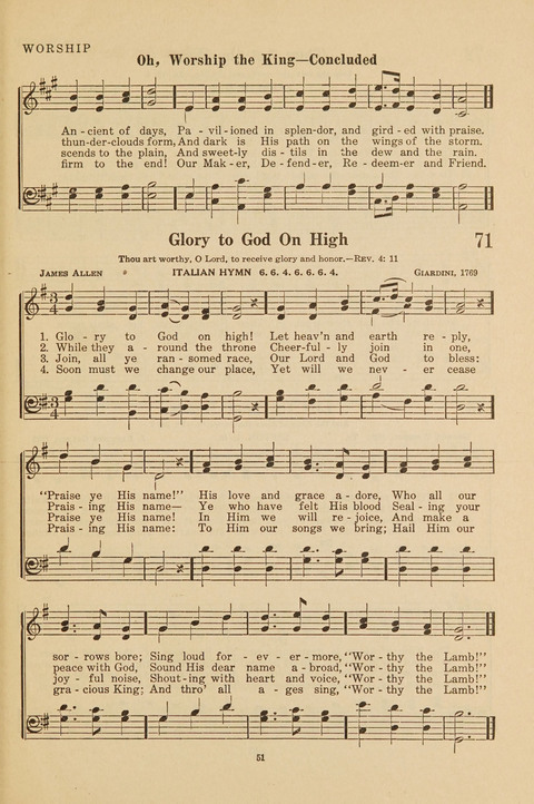 Church Hymnal, Mennonite: a collection of hymns and sacred songs suitable for use in public worship, worship in the home, and all general occasions (1st ed. ) [with Deutscher Anhang] page 51