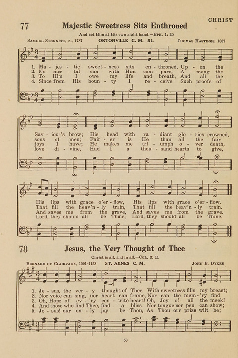 Church Hymnal, Mennonite: a collection of hymns and sacred songs suitable for use in public worship, worship in the home, and all general occasions (1st ed. ) [with Deutscher Anhang] page 56