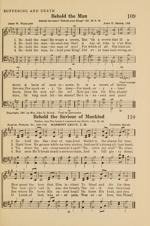 Church Hymnal, Mennonite: a collection of hymns and sacred songs suitable for use in public worship, worship in the home, and all general occasions (1st ed. ) [with Deutscher Anhang] page 81