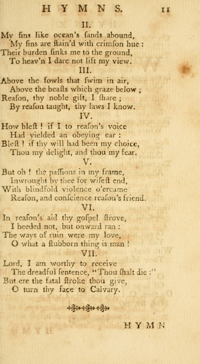 A Collection of Hymns, More Particularly Designed for the Use of the  West Society in Boston. (2nd ed. with Additions) page 11
