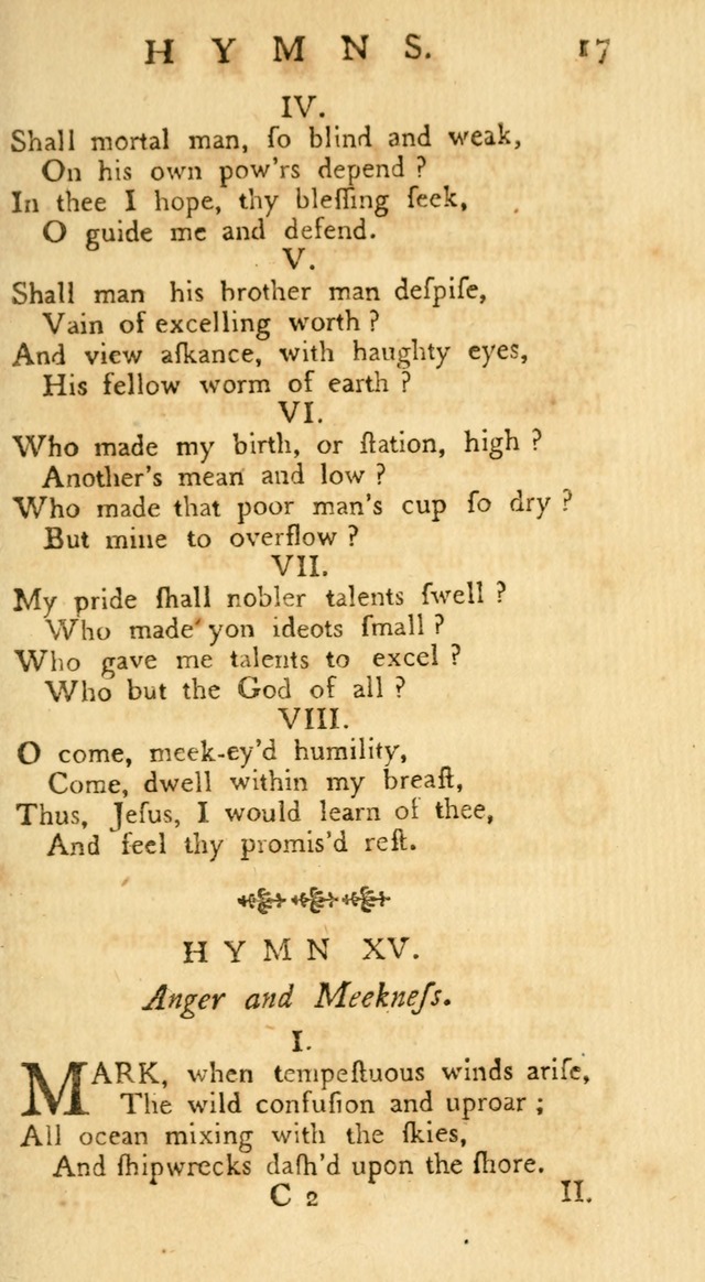 A Collection of Hymns, More Particularly Designed for the Use of the  West Society in Boston. (2nd ed. with Additions) page 17