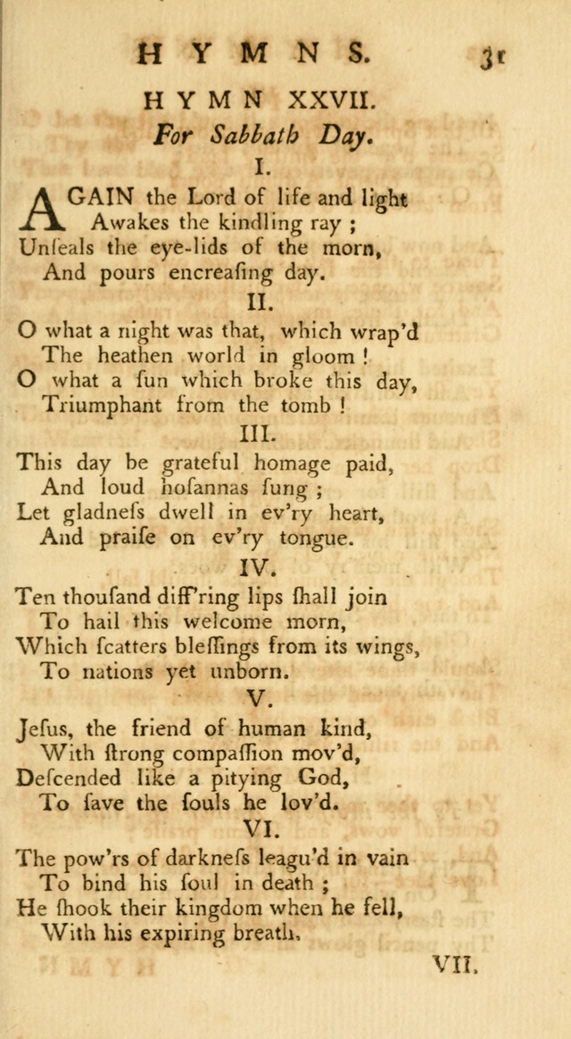 A Collection of Hymns, More Particularly Designed for the Use of the  West Society in Boston. (2nd ed. with Additions) page 31