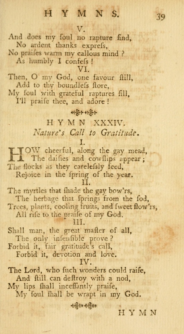 A Collection of Hymns, More Particularly Designed for the Use of the  West Society in Boston. (2nd ed. with Additions) page 39