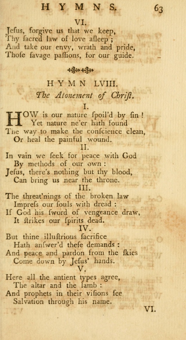 A Collection of Hymns, More Particularly Designed for the Use of the  West Society in Boston. (2nd ed. with Additions) page 63